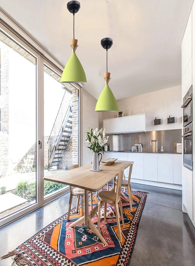 Keyplus Aluminium Hanging Bell Shade Light, Moss Green, Pack Of 4 - Image 5
